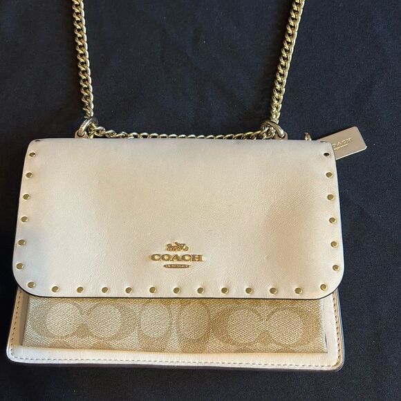 Coach Gold and Cream Women's Bag Used 1 time Excellent Condition - Picture 6 of 12